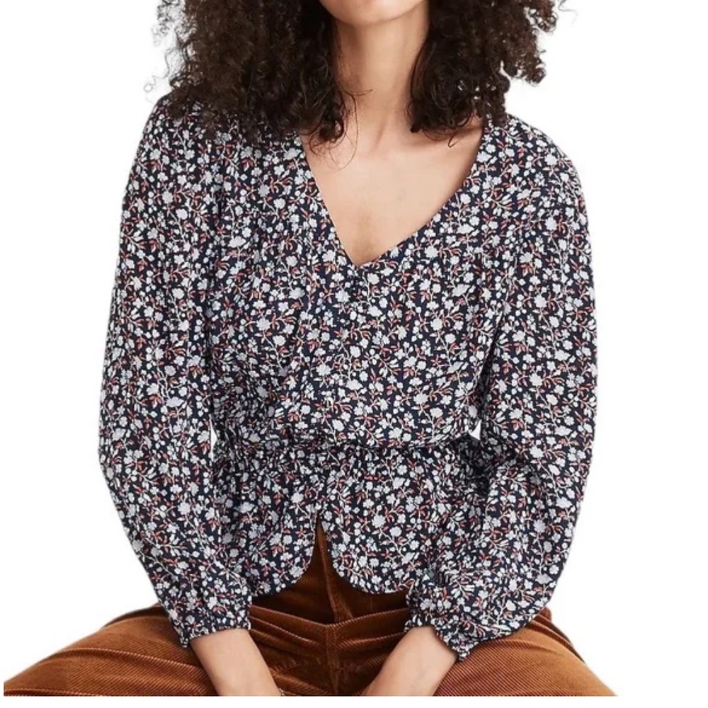 Madewell Navy Floral Print Women's Top